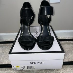 Nine West Black Stiletto Ankle-Strap Sandal Heels
